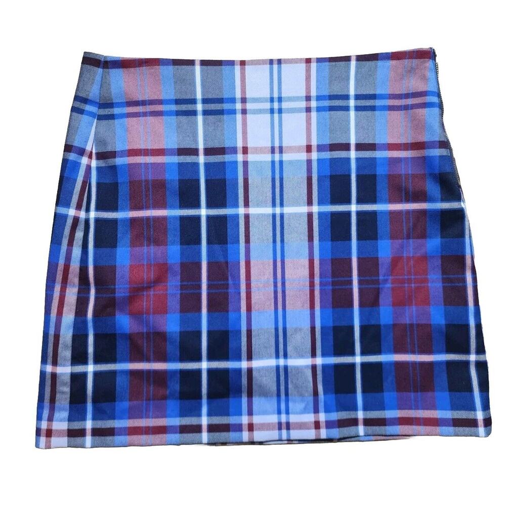 Tommy Hilfiger Plaid Straight Skirt Women's Size 6 Blue Red Plaid Pencil Skirt